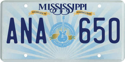MS license plate ANA650