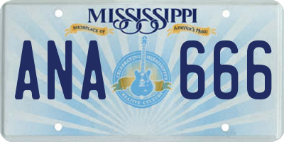 MS license plate ANA666