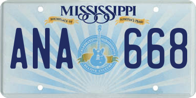 MS license plate ANA668