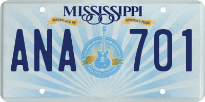 MS license plate ANA701