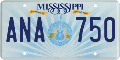 MS license plate ANA750