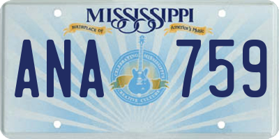 MS license plate ANA759