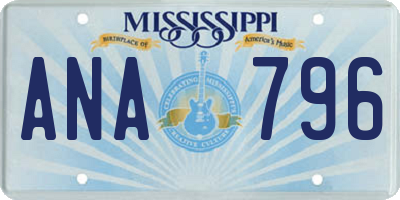 MS license plate ANA796