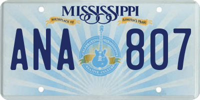 MS license plate ANA807