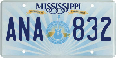 MS license plate ANA832