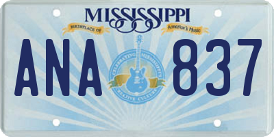 MS license plate ANA837