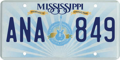 MS license plate ANA849
