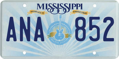 MS license plate ANA852