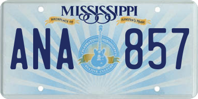 MS license plate ANA857