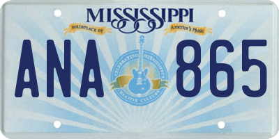 MS license plate ANA865