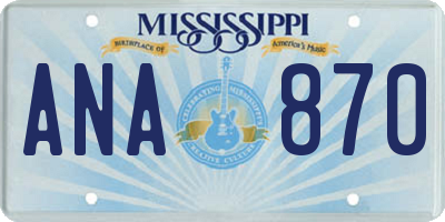 MS license plate ANA870