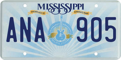MS license plate ANA905