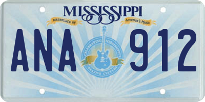 MS license plate ANA912