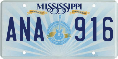 MS license plate ANA916