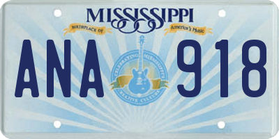 MS license plate ANA918