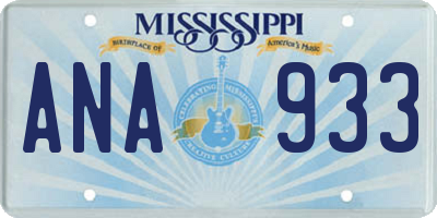 MS license plate ANA933