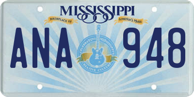 MS license plate ANA948