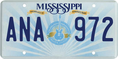MS license plate ANA972