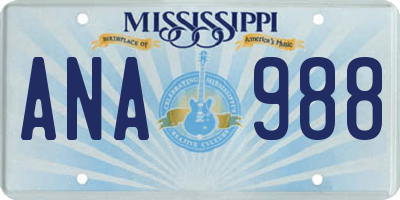 MS license plate ANA988