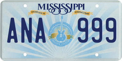 MS license plate ANA999