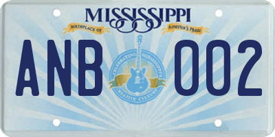 MS license plate ANB002