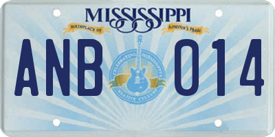 MS license plate ANB014