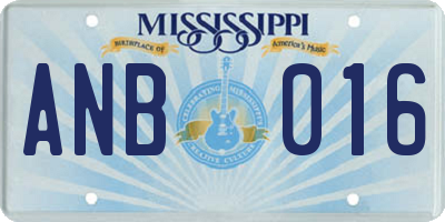 MS license plate ANB016