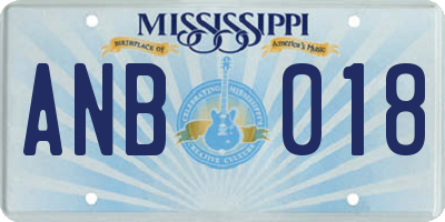 MS license plate ANB018