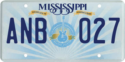 MS license plate ANB027