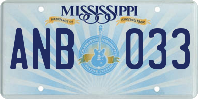 MS license plate ANB033