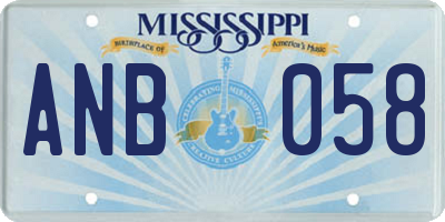 MS license plate ANB058