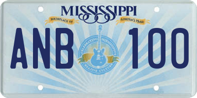 MS license plate ANB100
