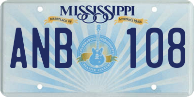 MS license plate ANB108