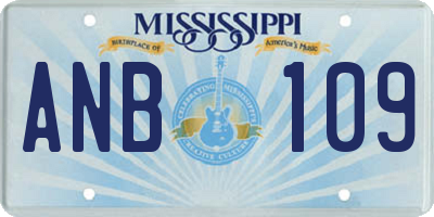 MS license plate ANB109