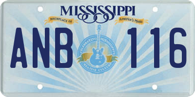 MS license plate ANB116