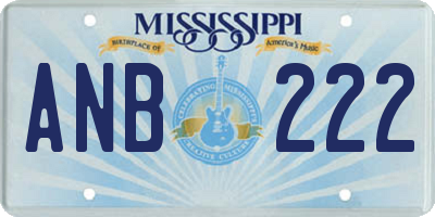 MS license plate ANB222