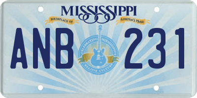 MS license plate ANB231