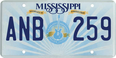 MS license plate ANB259