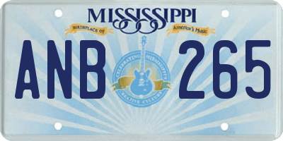 MS license plate ANB265