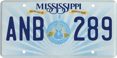 MS license plate ANB289