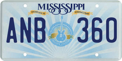MS license plate ANB360