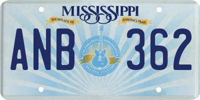MS license plate ANB362