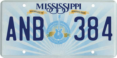 MS license plate ANB384