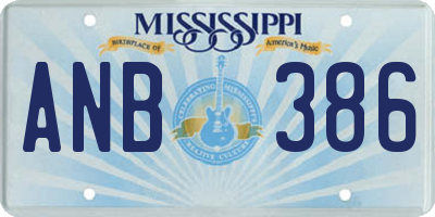 MS license plate ANB386