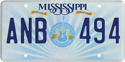 MS license plate ANB494