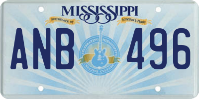 MS license plate ANB496