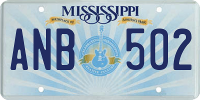 MS license plate ANB502