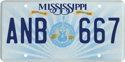 MS license plate ANB667