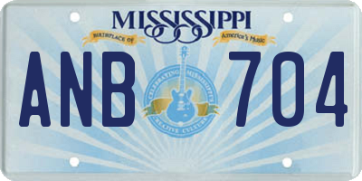MS license plate ANB704