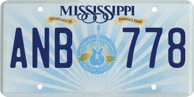 MS license plate ANB778